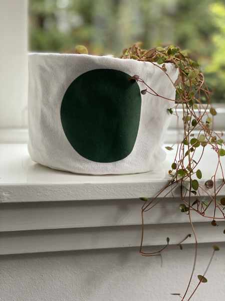 Plantenmandje waterdicht wit groene grote cirkel | Baski