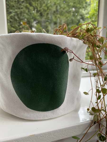 Plantenmandje waterdicht wit groene grote cirkel | Baski