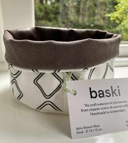 Plantenmandje waterdicht wit met zwarte ruiten | Baski