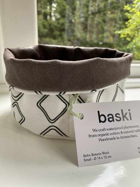 Plantenmandje waterdicht wit met zwarte ruiten | Baski