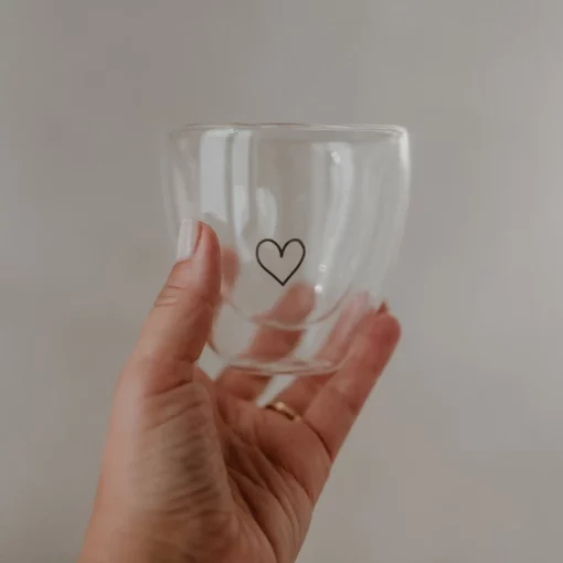 Dubbelwandig glas in hartvorm voor espresso koffie 150ml. | Eulenschnitt 1