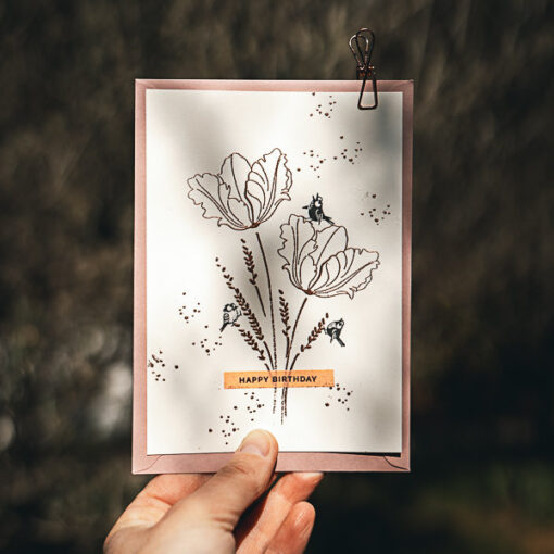 Stempel mini confetti voorbeeld bloemenkaart | Cats on Appletrees