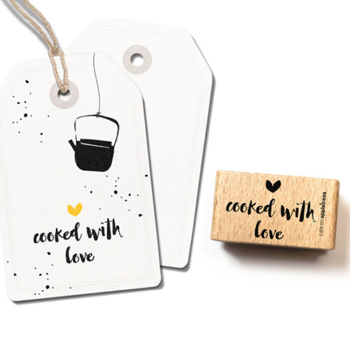 Stempel met tekst "Cooked with love" | Cats on Appletrees
