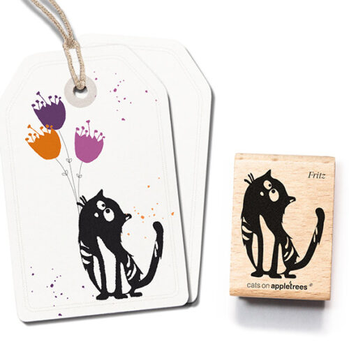 Stempel zittende kater Fritz | Cats on Appletrees