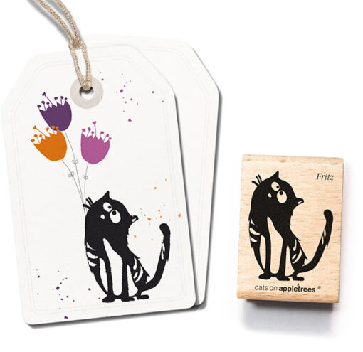 Stempel zittende kater Fritz | Cats on Appletrees