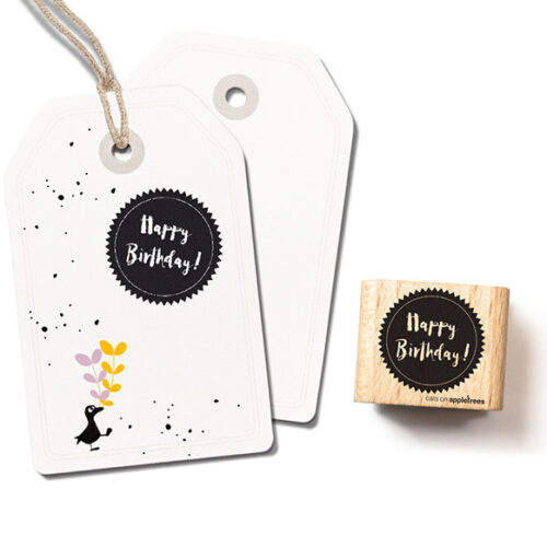 Stempel met tekst Happy Birthday | Cats on Appletrees