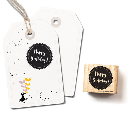 Stempel met tekst Happy Birthday | Cats on Appletrees