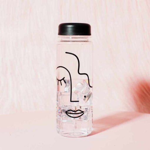 Waterfles transparant met lijnen gezicht | Sass and belle